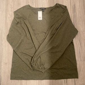 NWT Olive Green, Banana Republic long sleeve pleated tee